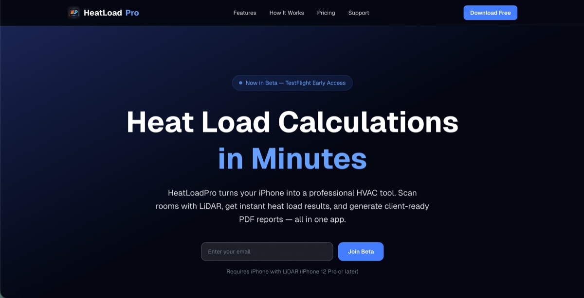 Screenshot of HeatLoadPro